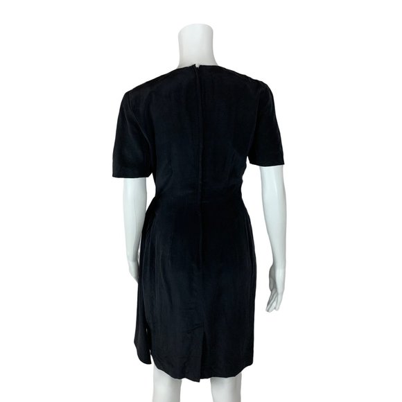 Vintage 1990s Black Silk Dress Wrap Style Timeless Ann Taylor | W 27" - Picture 9 of 11